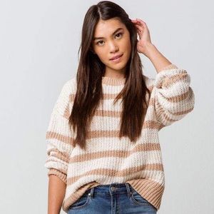 Tilly’s Tan and Cream Chenille Pullover Sweater